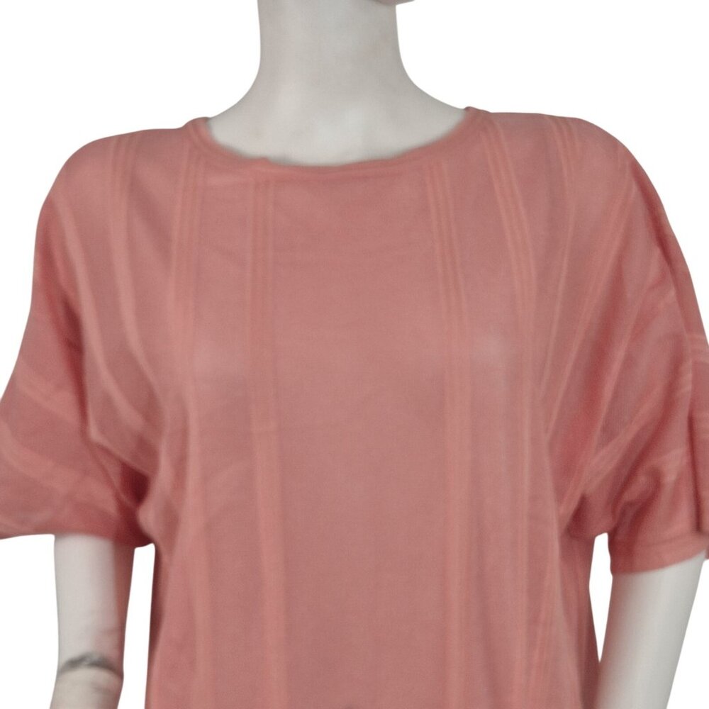 Ming Wang Women's Size S Dolman Sleeve Knit Tunic Orange Burst Tonal Stripes (63 - Picture 1 of 11